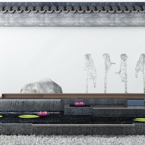 新中式庭院水景小品3D模型下载